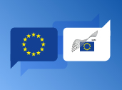 EU flag and EDPS flag against a light blue background.
