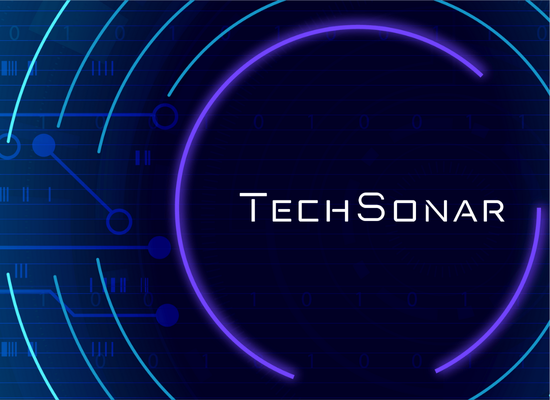 dark background with circles and title TechSonar