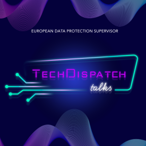 dark background with neon logo of the TechDispatch in pink colour and blue lines around the text