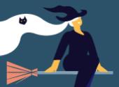 witch on a broom to symbolise the EDPS Halloween newsletter