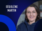 portrait of Segolene Martin and her affiliations on the left side