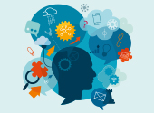 head of a human with icons symbolising creative thinking
