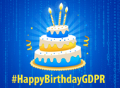 birthday cake to symbolise the GDPR's third birthday