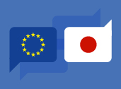 Flag of the European Union and flag of Japan